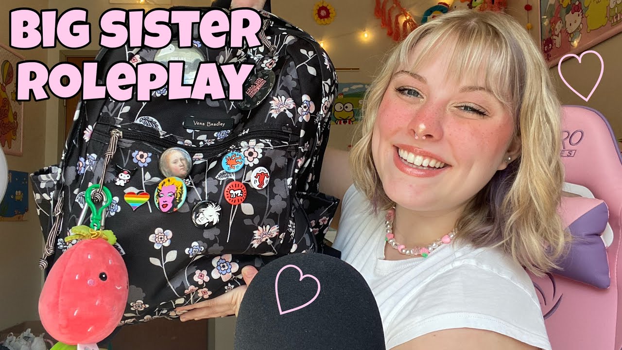 ASMR your big sister gets you ready for your first day of school role-play! she has gifts 👀✨💗✏️