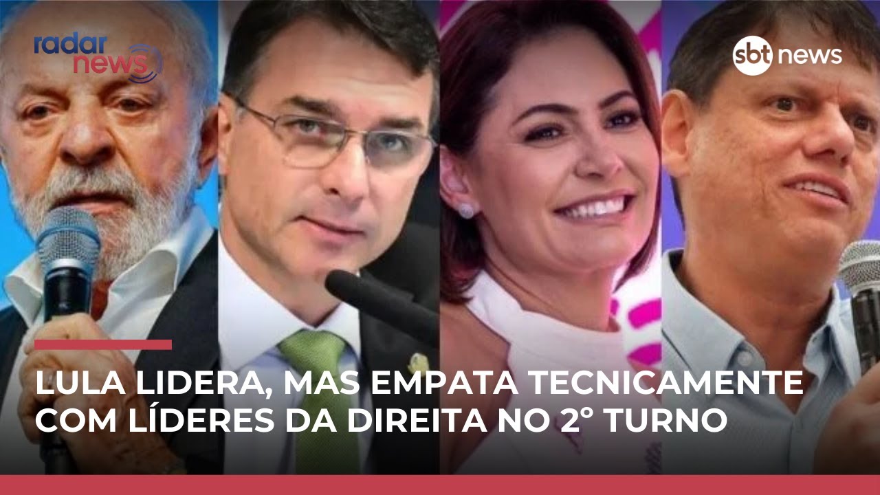 Lula empata com Flávio Bolsonaro, Michelle e Tarcísio no segundo turno, diz pesquisa | #RadarNews