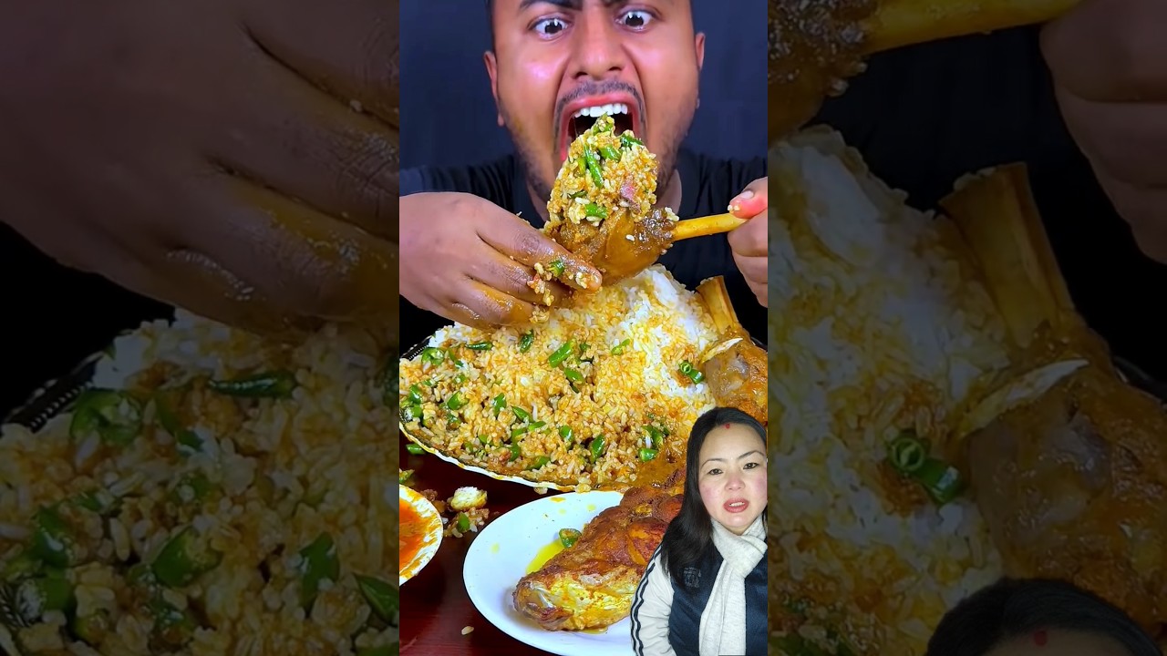 Spicy mutton leg curry mukbang ||eating mutton curry 👍🏻😋