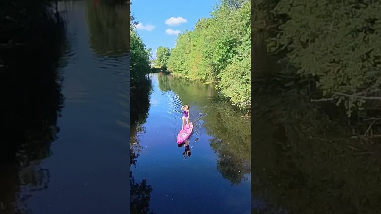 Summer paddle boarding in river!🙌 #paddleboarding #standuppaddle #sup
