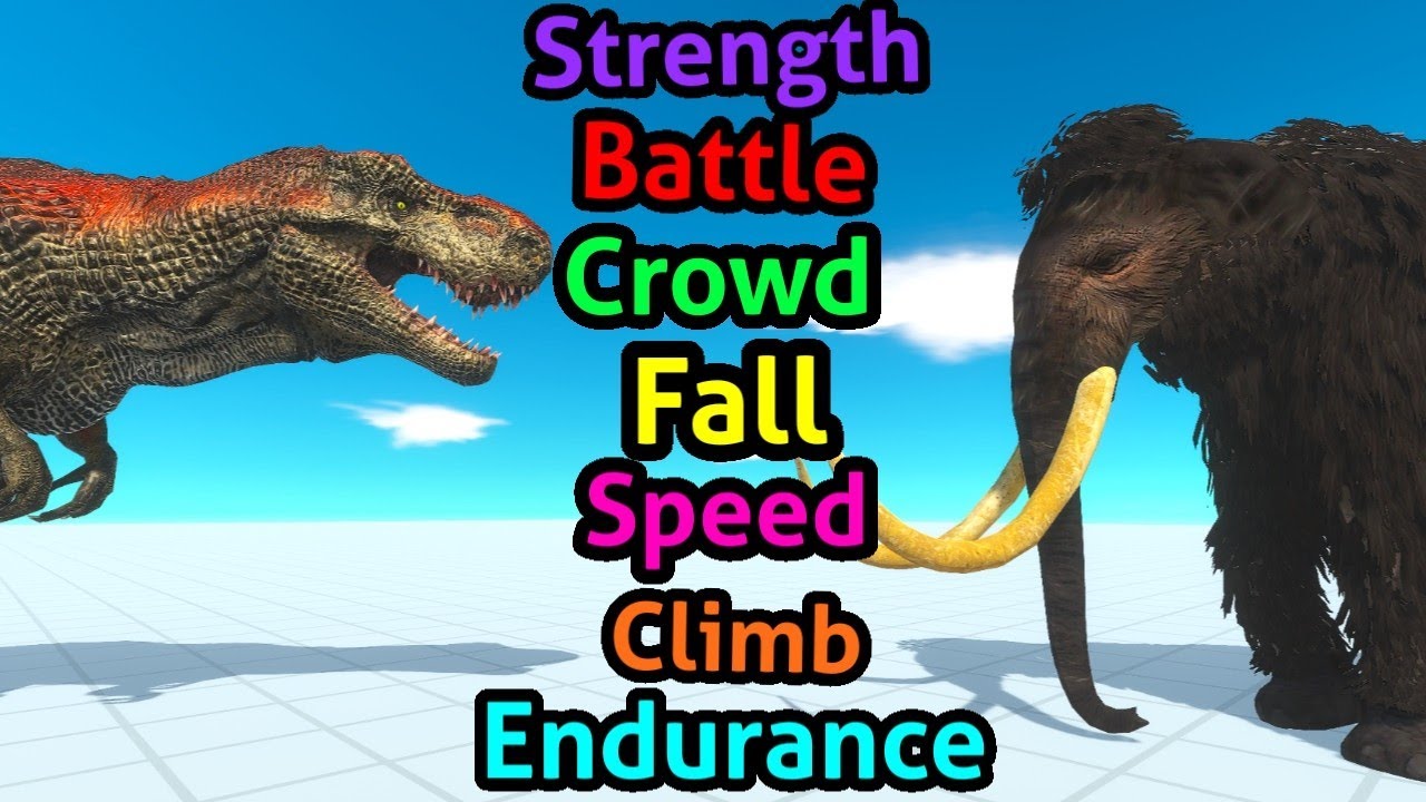 Battle ability T-rex vs woolly mammoth Animal Revolt Battle Simulator