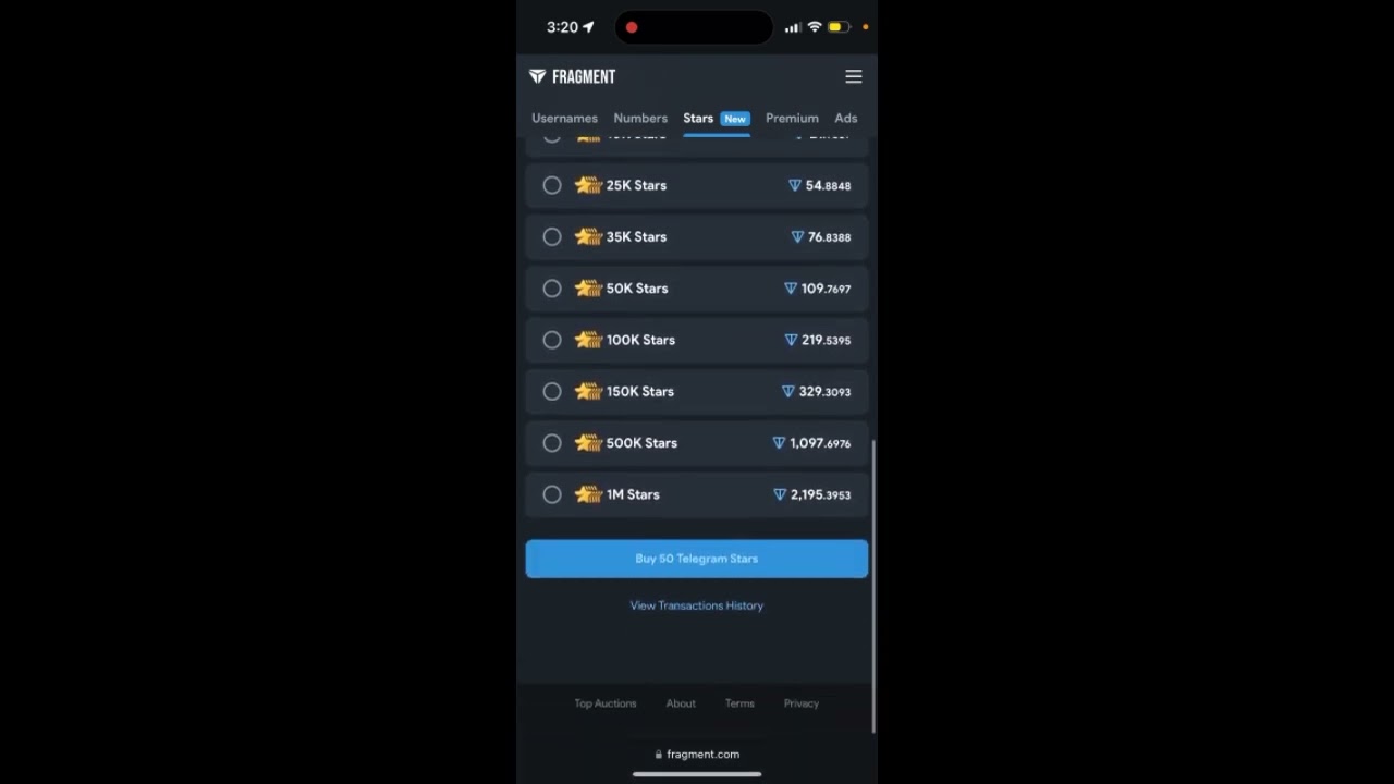 Как купить звезды Telegram за Toncoin