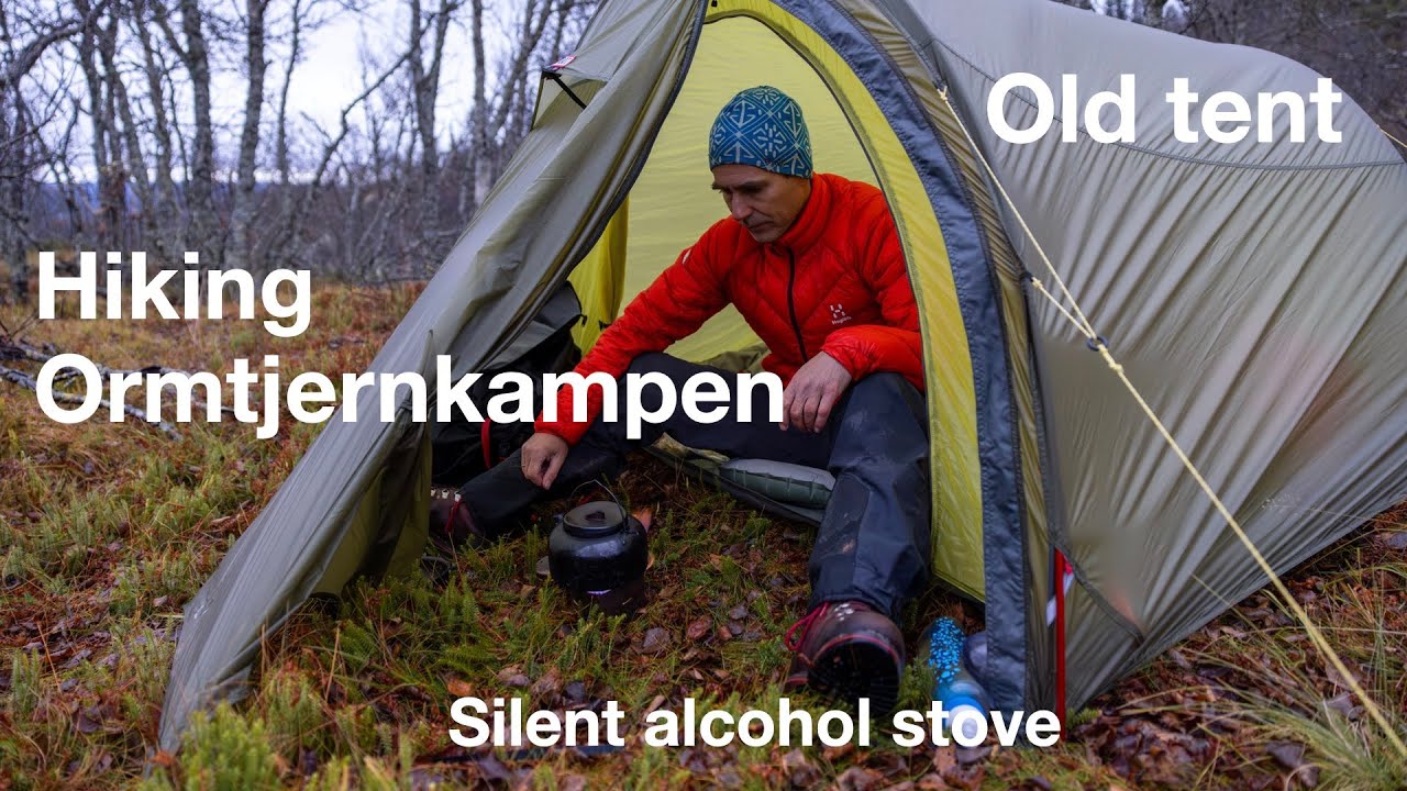Hiking to the top of Ormtjernkampen - Using an old tent - Cooking on the silent alcohol stove