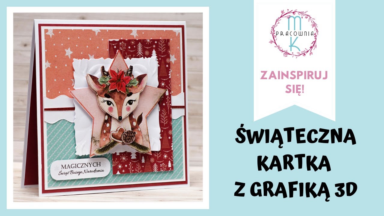 Jak zrobić prostą kartkę świąteczną na Boże Narodzenie z elementem 3D do koperty | tutorial Napisy |