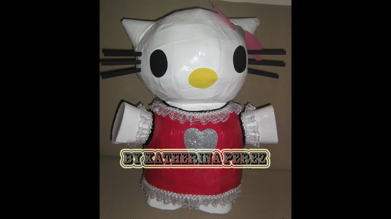 Como hacer una pinata de Hello Kitty parte 1