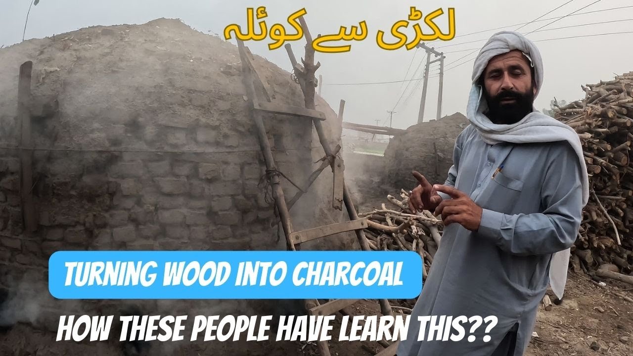 How to Turn Wood into Charcoal, Traditional  Charcoal Making Process  in Pakistan-