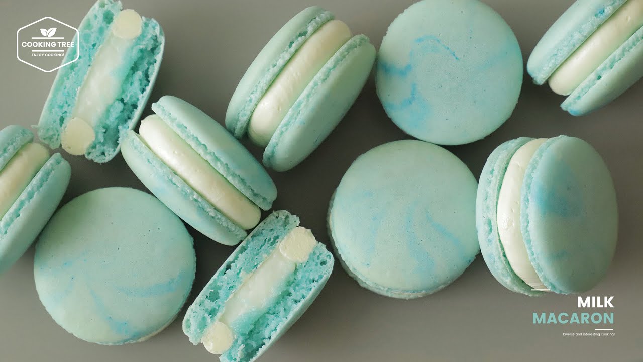 촉촉한 우유 크림이 듬뿍~ 우유 마카롱 만들기 : Milk Macaron Recipe | Cooking tree