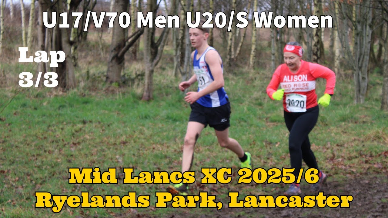 Mid Lancs XC 2025/26 Ryelands Park, Lancaster U17/v70 men and U20/Senior women lap 3/3