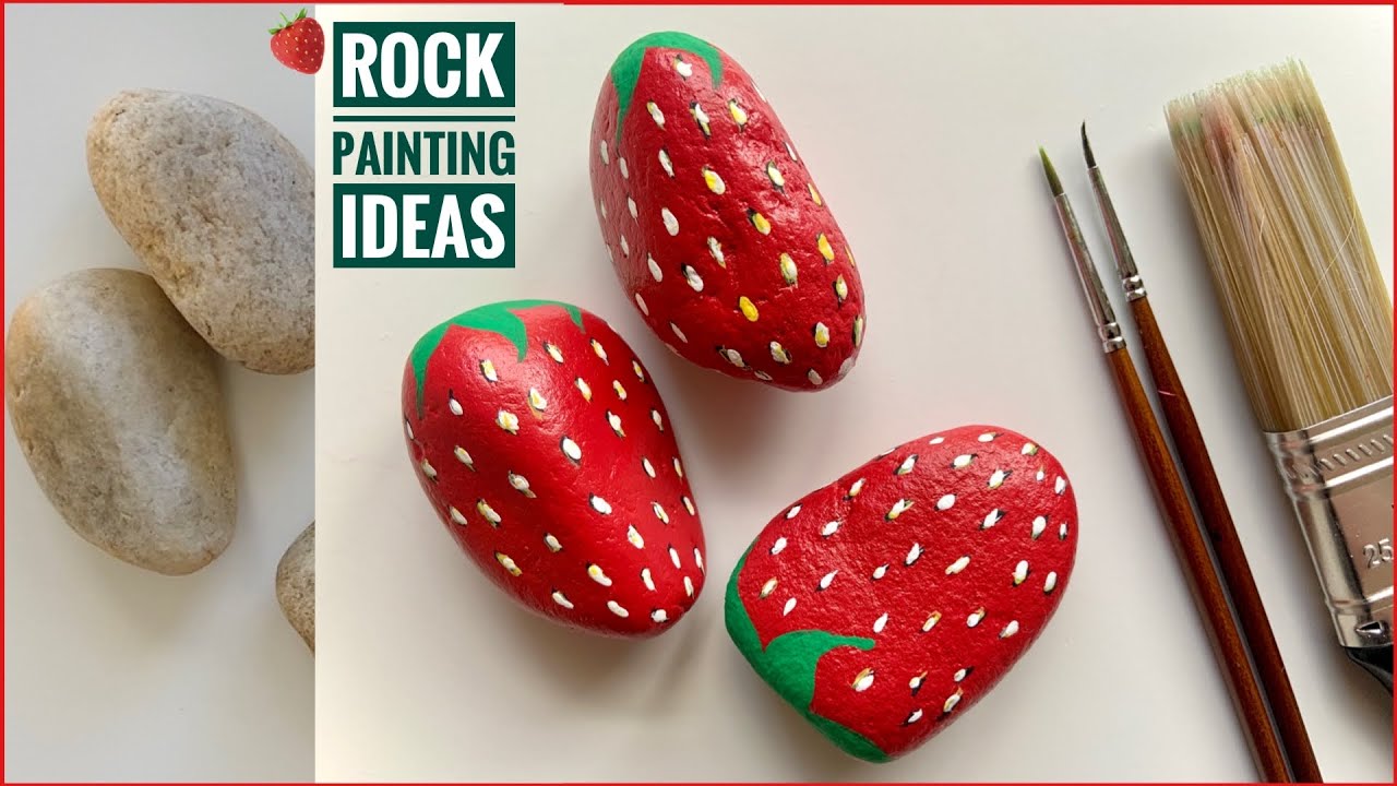 Easy rock painting ideas|Stone painting of STRAWBERRIES |How to paint Strawberry on Rock #strawberry
