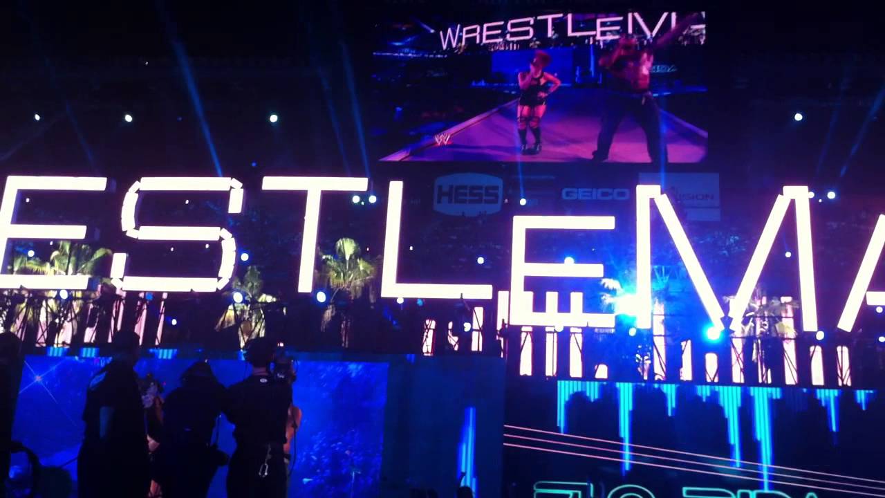 WWE Wrestlemania 28 The Rock entrance Flo Rida Sia performing Wild Ones & Good Feeling