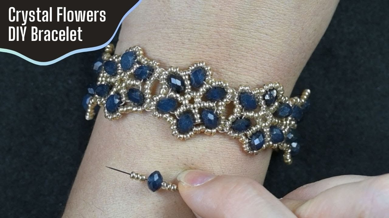 Elegant Beaded Bracelet with Crystals  and Seed Beads | Beginner Beading