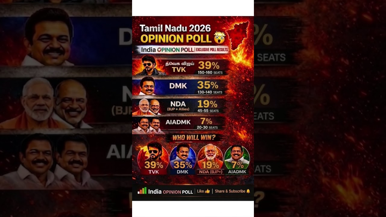 Tamil Nadu Election 2026 Opinion Poll: Vijay's TVK Leading? #tamilnaduelection2026 #opinionpoll