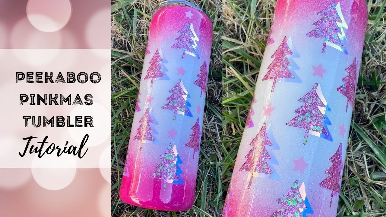 Peekaboo Pinkmas Tumbler , Pink Christmas Tree Tumbler