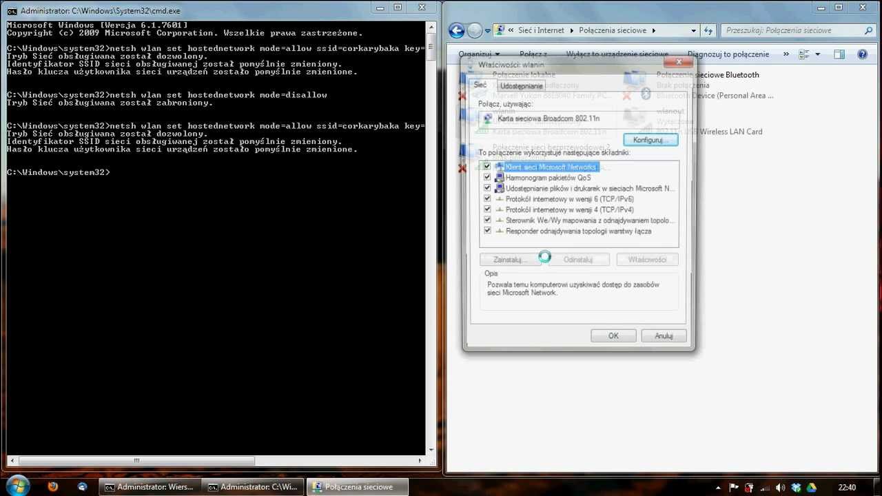 jak zrobić hotspot z karty wifi windows 7