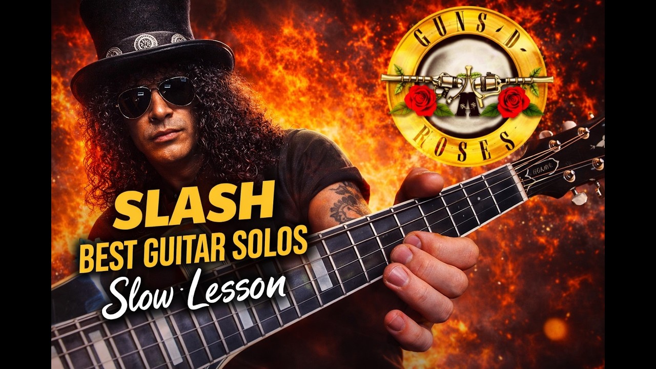 Slash Best Guitar Solos (Don't Cry, Sweet Child, November Rain, Knocking on) – Slow Lesson  + Tabs