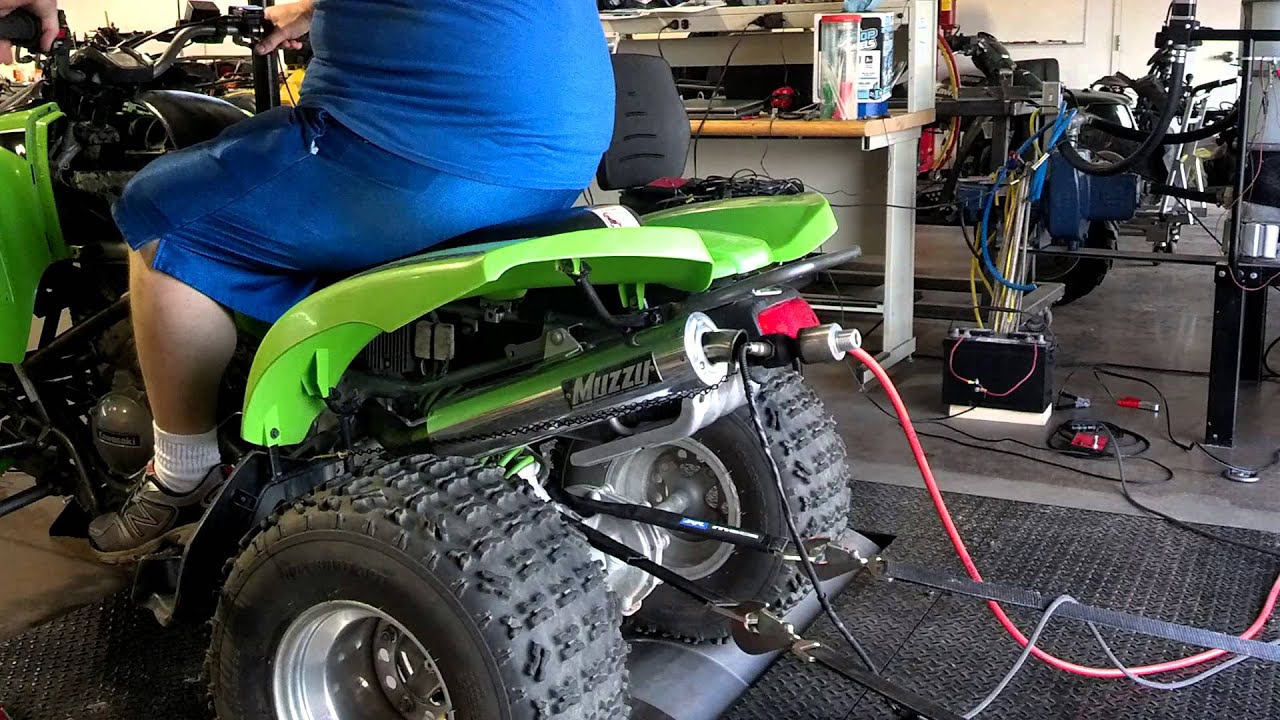 Kawasaki kfx 700 big kevs performance 49wheel hp dyno pull (stock is 30) 