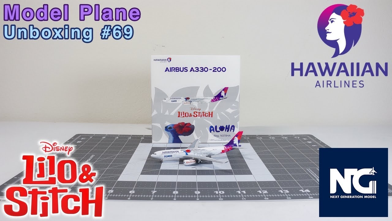 NG Models Hawaiian Airlines Airbus A330-200 Disney's Lilo & Stitch Livery| Model Plane Unboxing #69