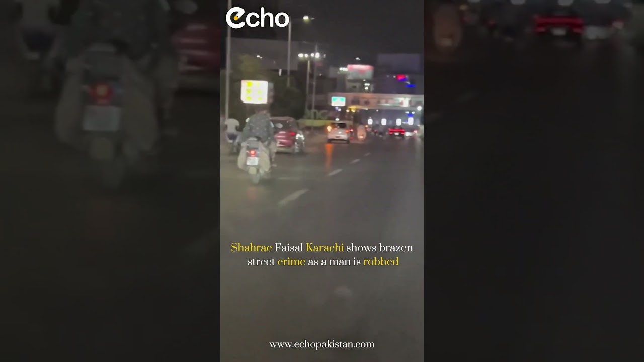Shocking video from Shahrae Faisal, Karachi, shows brazen street crime as a man is robbed at night.
