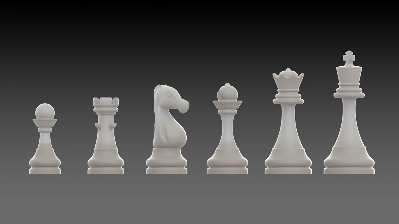 Modern Chess Set and Board Piece Rotation