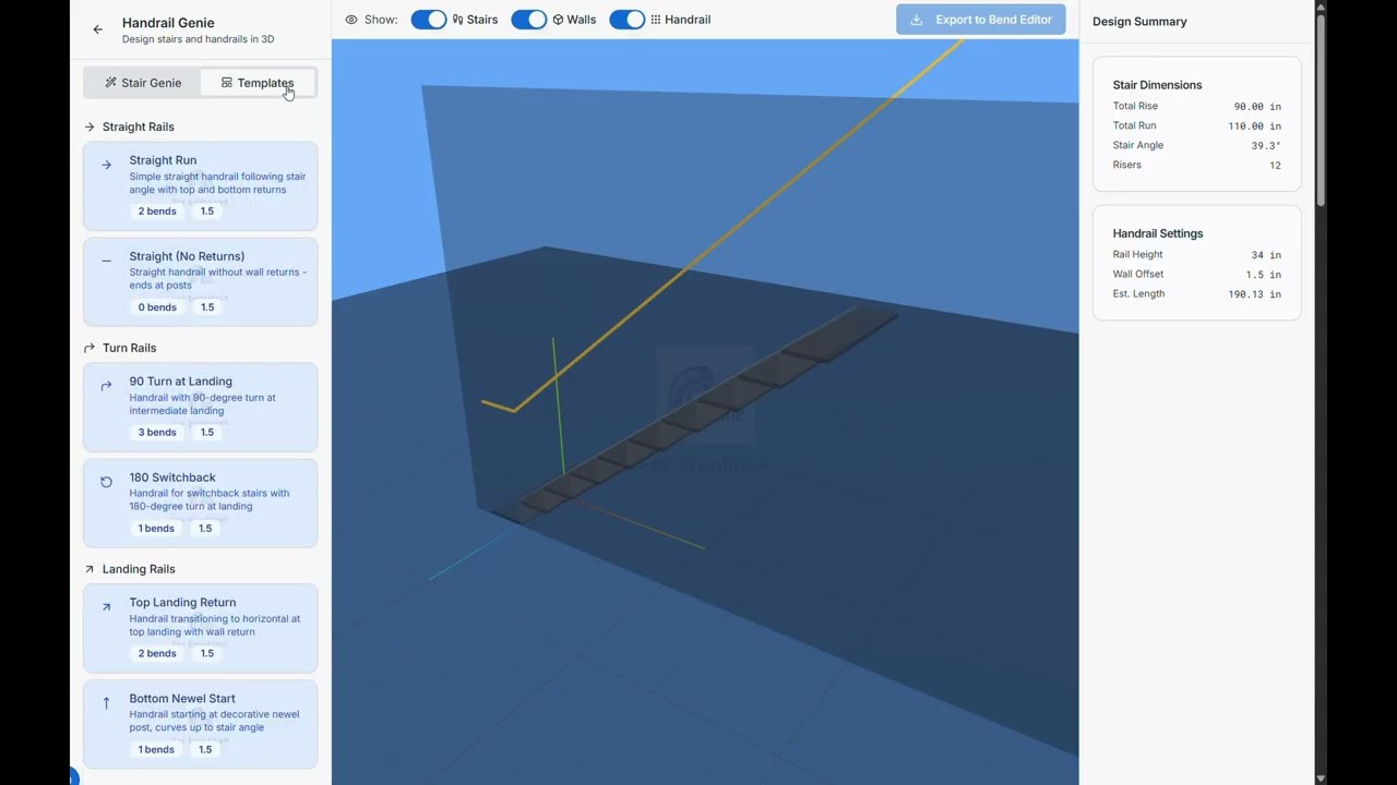 Bend Genie Tutorial 2: Rapid Design with Stair Handrail Templates