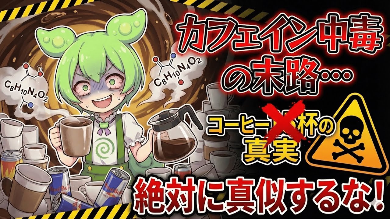 コーヒー飲みすぎると体はどうなる？カフェインの覚醒作用と恐怖の副作用を解説【ずんだもん解説】