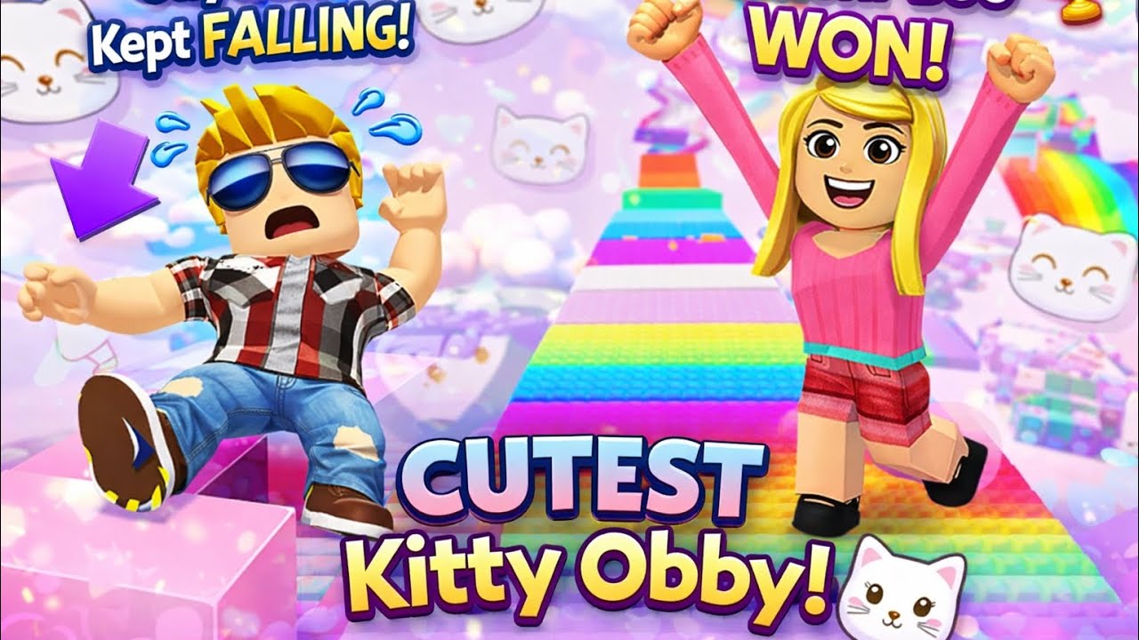 Jayden Kept Falling 😂 Bianchi-Boo Beat the CUTEST Kitty Obby! 🐱💖