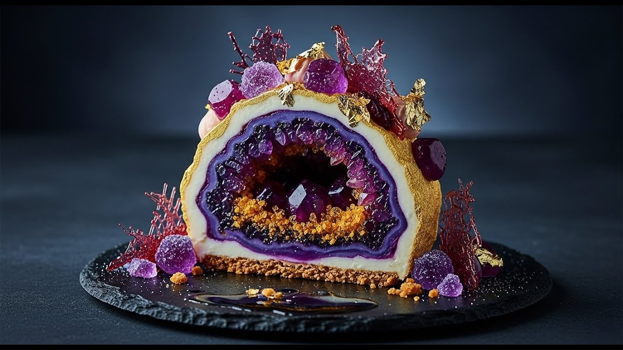 Satisfying 4-Minute ASMR Cooking: The Geode Gastronomy (Hypnotic Crystal Dessert Recipe)