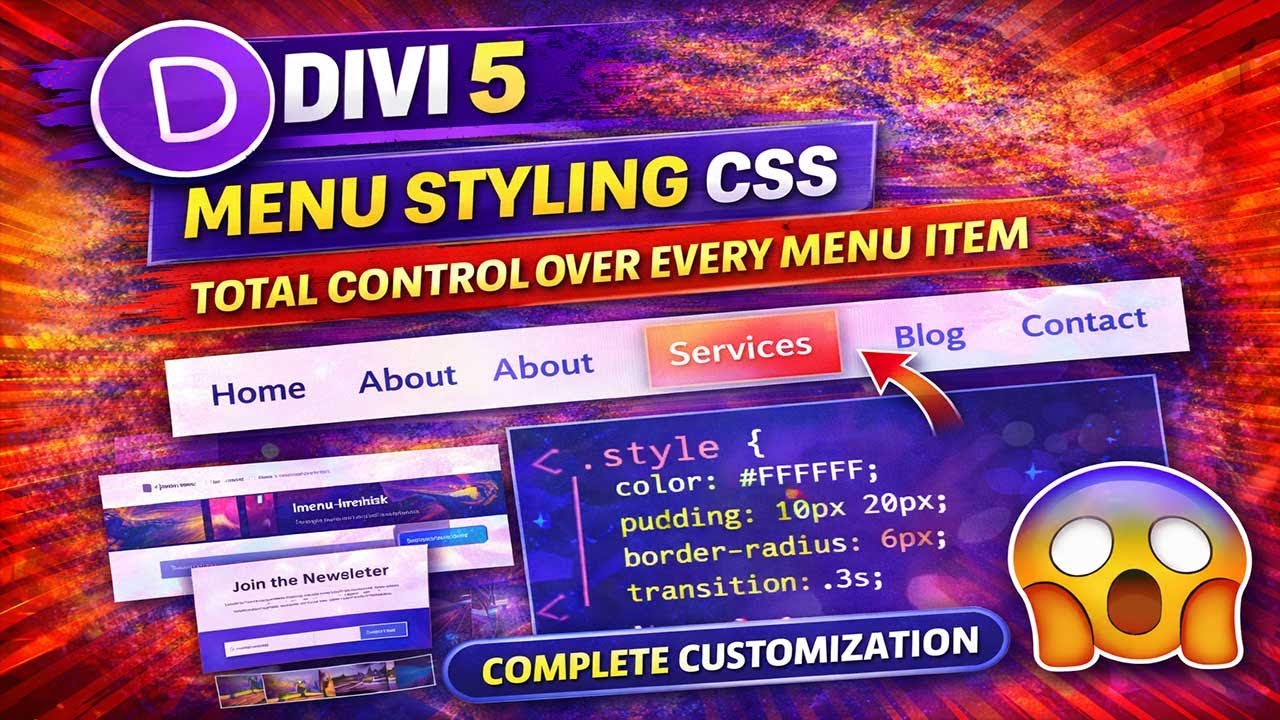 Стилизация меню Divi 5 с помощью CSS – полный контроль над каждым пунктом меню.