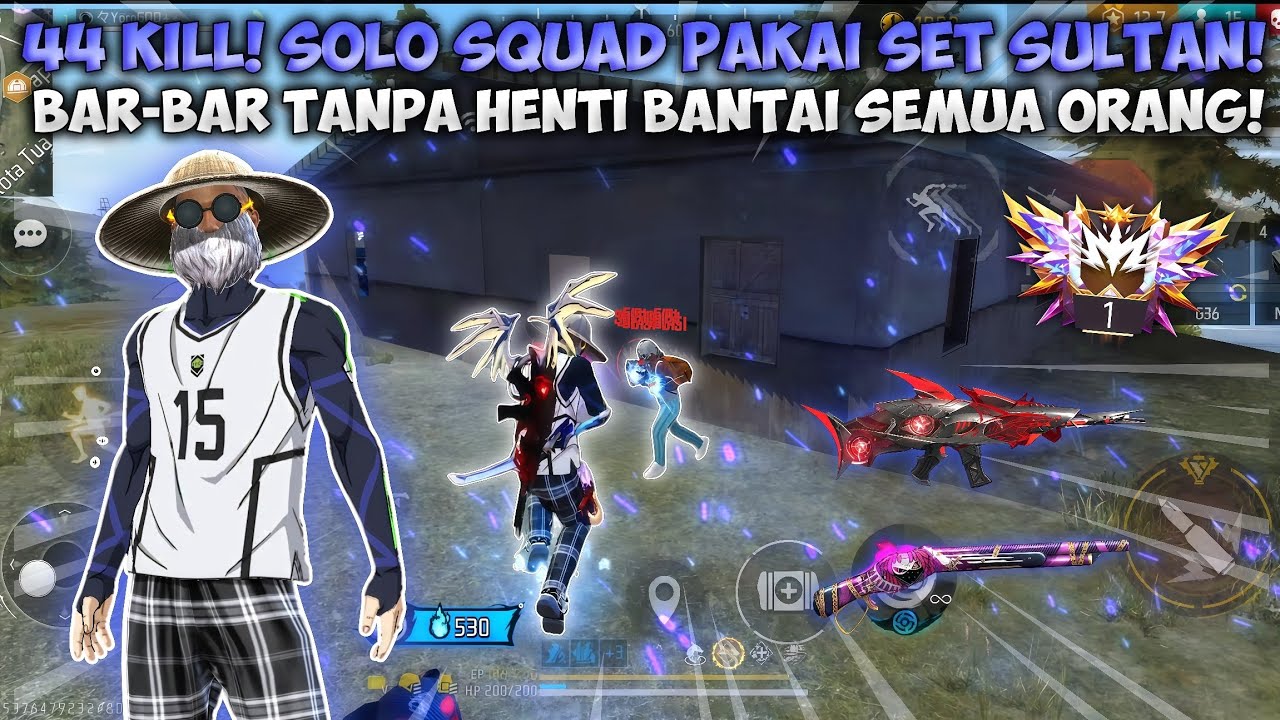 44 KILL! SOLO VS SQUAD PAKAI SET SULTAN! BANTAI SEMUA ORANG SOK JAGO! 