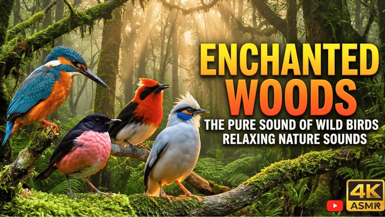ENCHANTED WOODS: The pure sound of wild birds | Relaxing nature sounds 4K ASMR