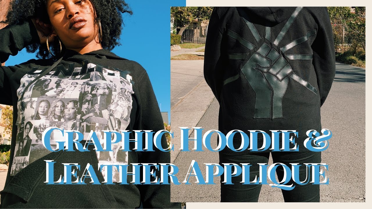 DIY GRAPHIC HOODIE WITH LEATHER APPLIQUE
