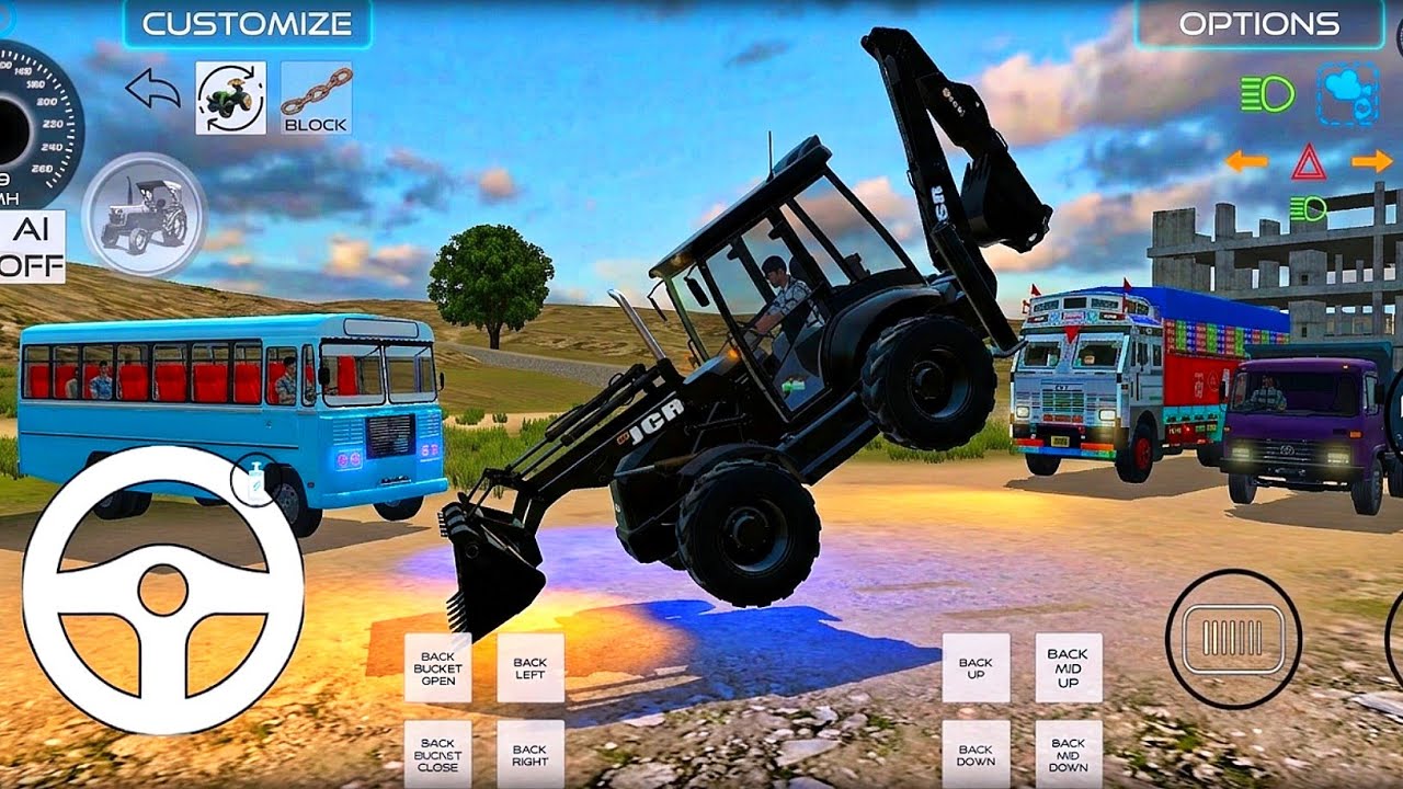 🚨Drive JCB and Uploading Stone🪨From Dumper,Truck1, Truck2,Truck3,Bus🚌 #truck#tractor#dumper#dj #jcb