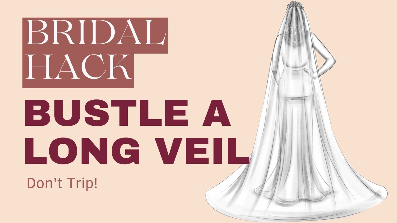 How to wear a long veil for wedding reception without tripping: Bustle your bridal veil with Pins