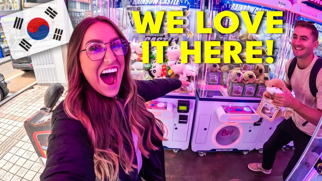 Our Surprising 24 Hours in BUSAN South Korea! 🇰🇷 (first time trying Korean claw machine)