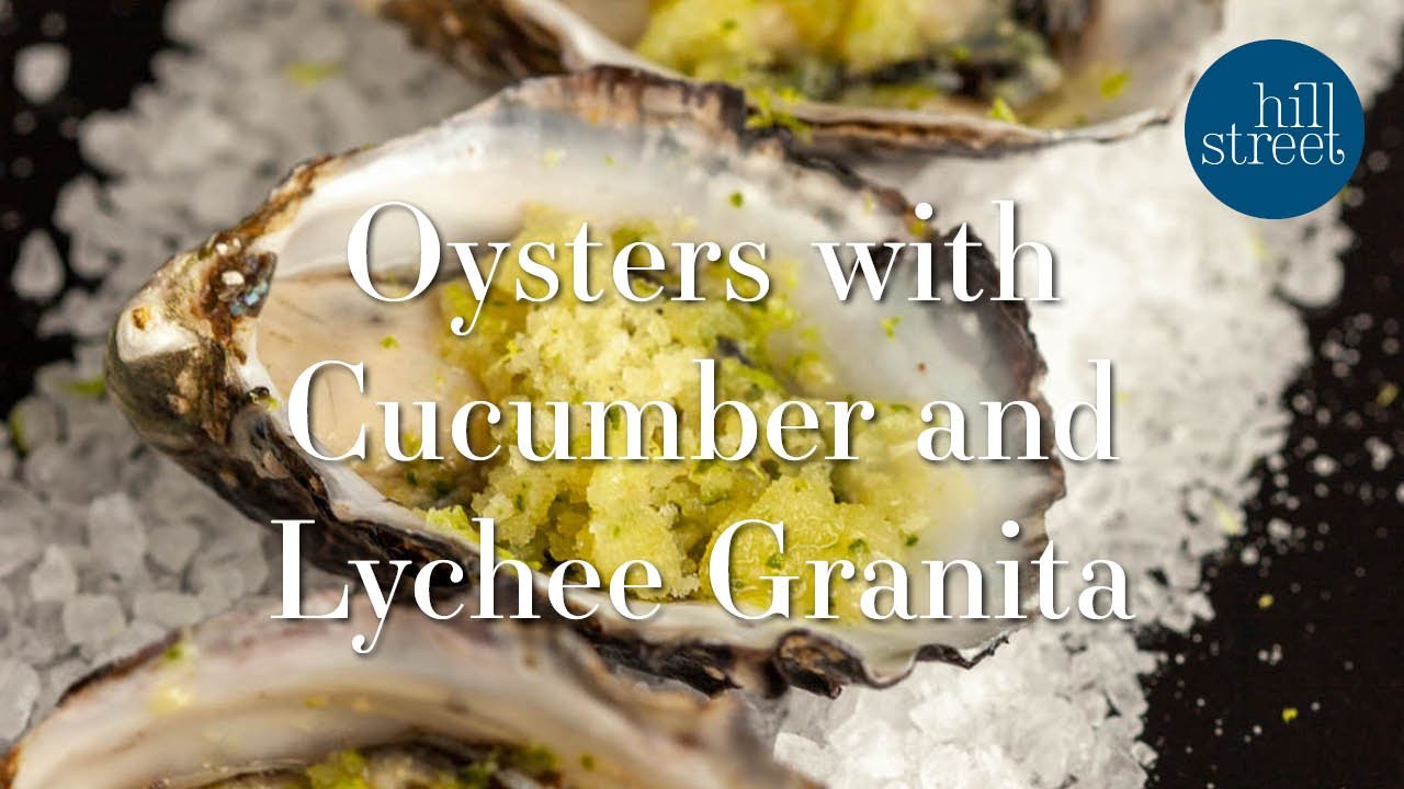 Oysters with Cucumber and Lychee Granita
