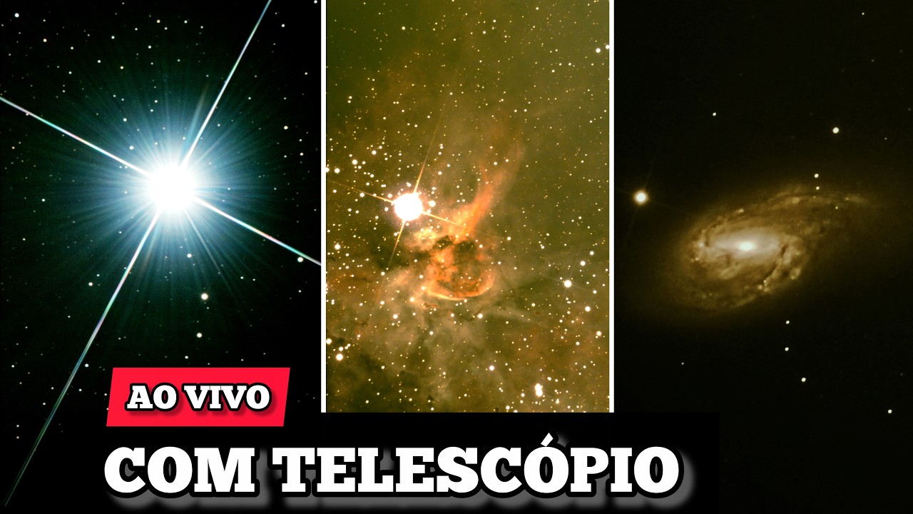 AO VIVO - Objetos em movimento no espaço, galáxias, estrelas e nebulosas com telescópio