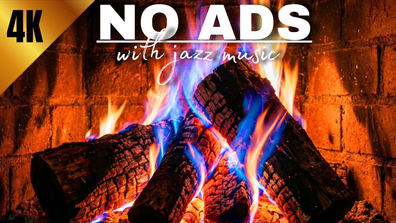 🔥 🔥  Cozy embers 4K  accompanied by relaxing jazz music | suitable for cafes and work