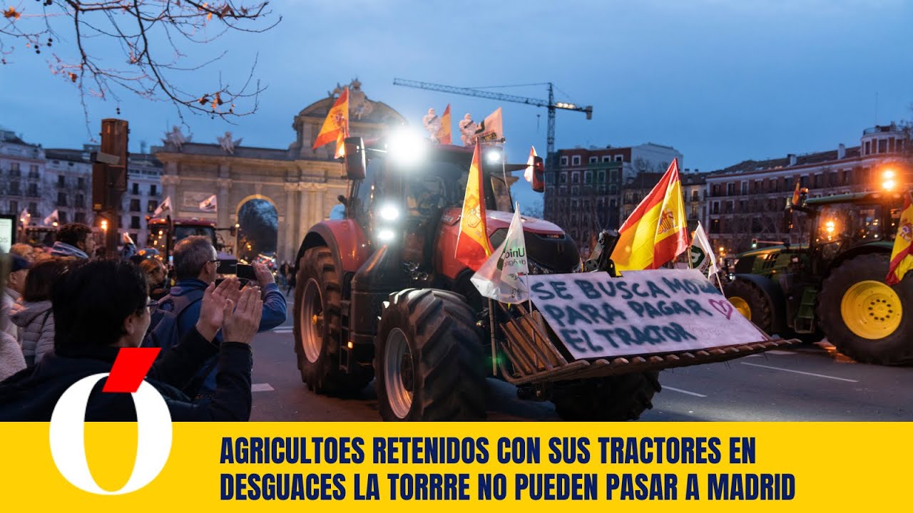 Agricultores retenidos con sus tractores en Desguaces La Torre no pueden pasar a Madrid