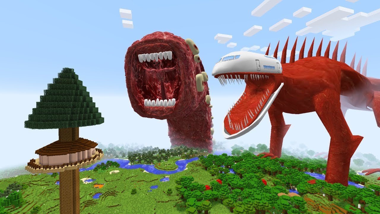 Как выжить в Minecraft, спасаясь от Пожирателя поездов и Скай — геймплей.