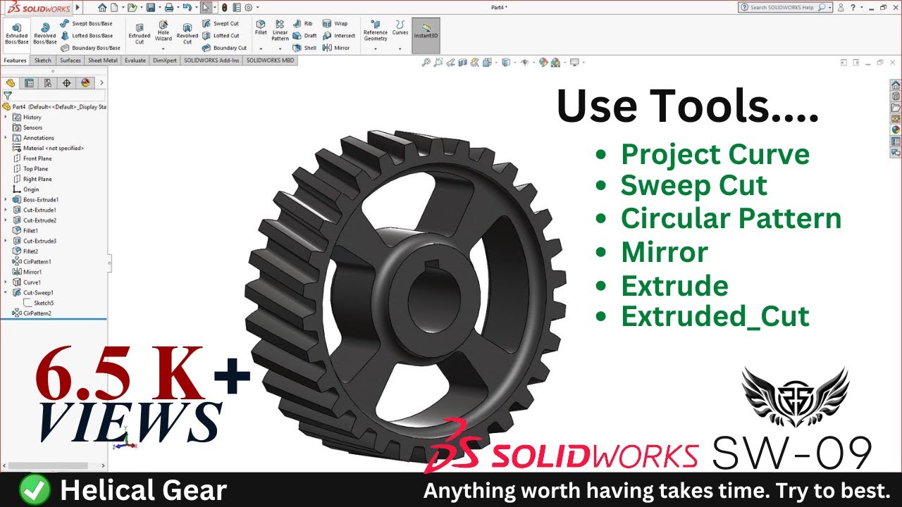 Helical Gear Design in solidworks