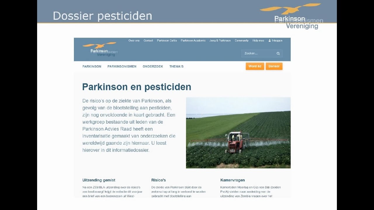 Parkinson en gewasbeschermingsmiddelen
