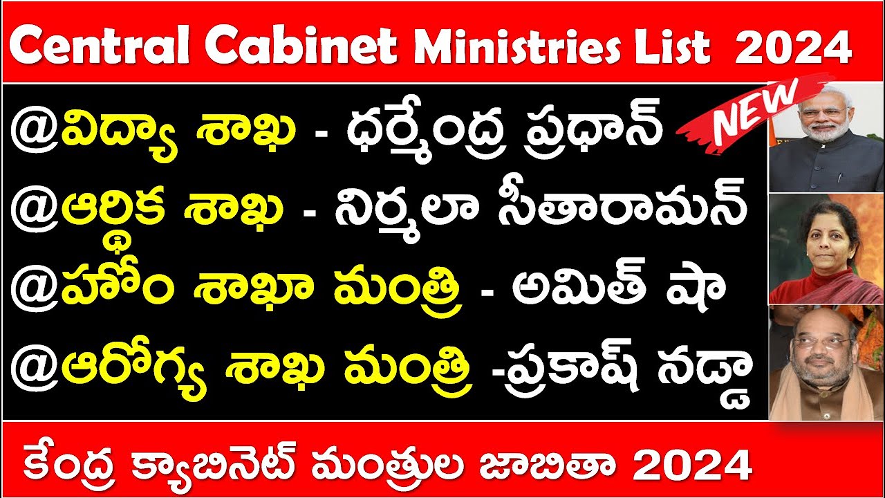 Who is Who | New Cabinet Ministers of India List 2024 in Telugu || RRC Group d | RRB NTPC | SSC