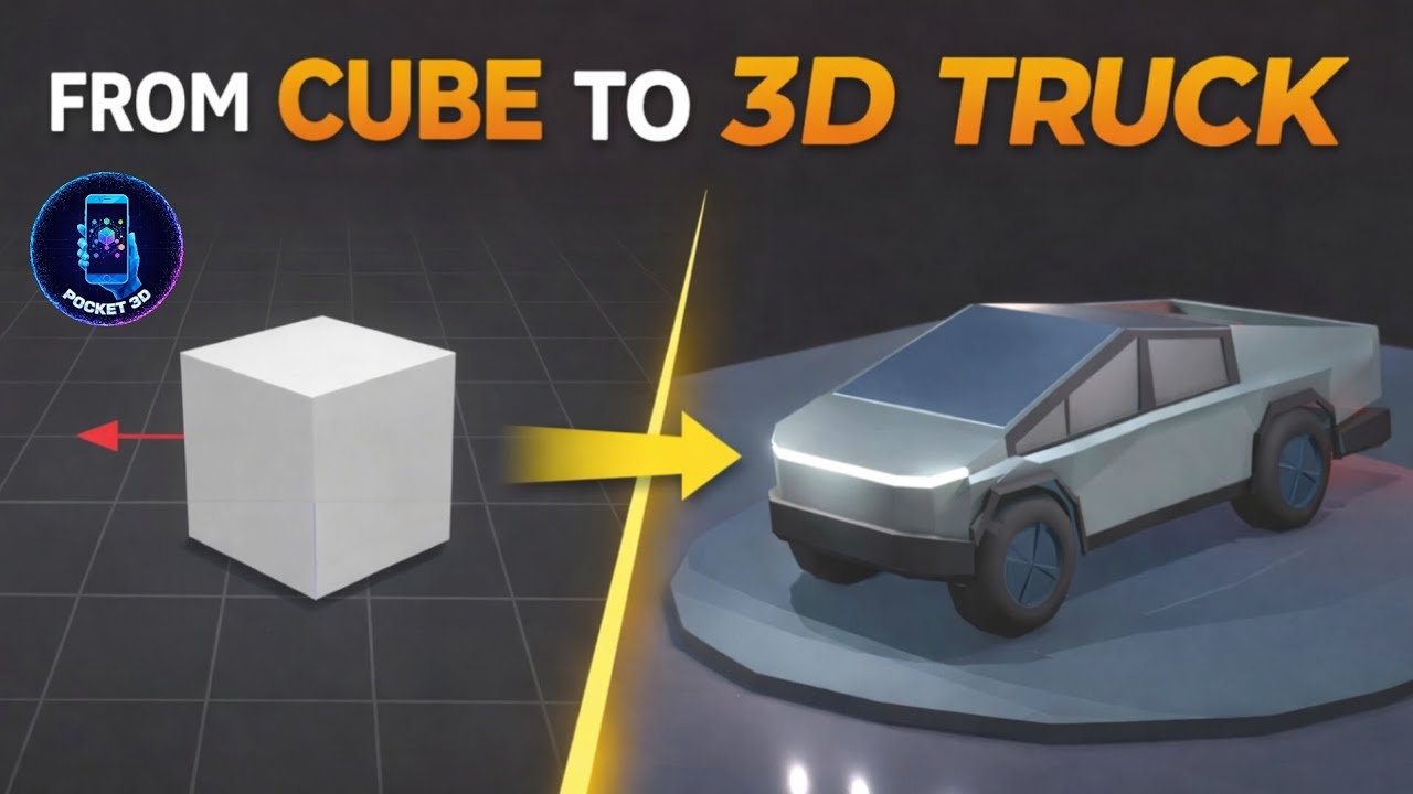 👉 From Cube to Cyber-Style Truck | Prisma3D Mobile Tutorial @POCKET-3d 
