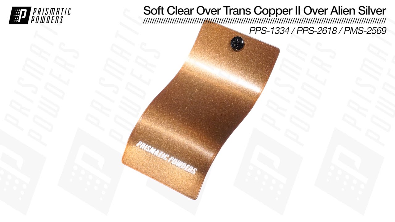 Prismatic Powders Soft Clear PPS-1334 Over Trans Copper II PPS-2618 Over Alien Silver PMS-2569
