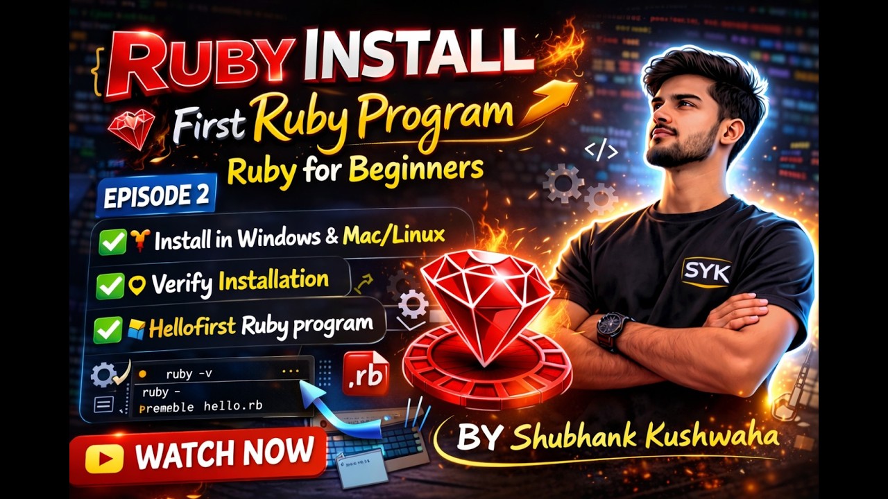 Ruby Install Kaise Kare 💻 | First Ruby Program 🔥 | Ruby for Beginners | EP 2 | SYK Creator