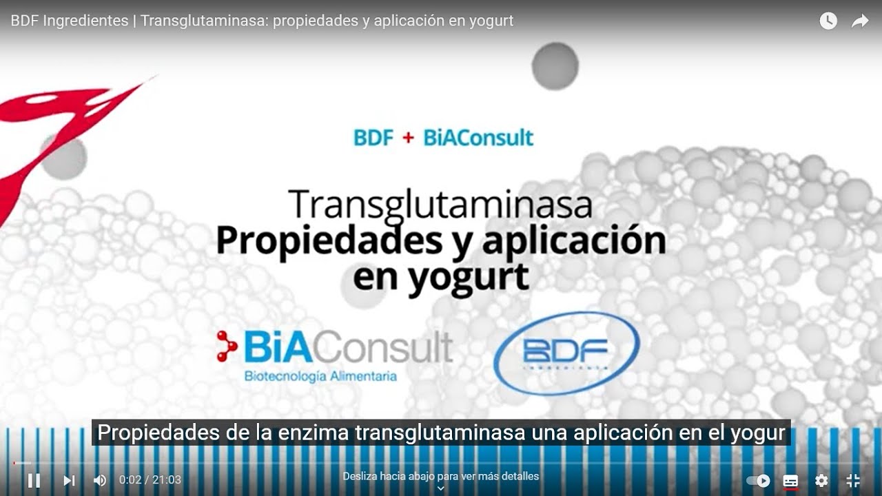 BDF | Transglutaminasa: propiedades y aplicación en yogurt