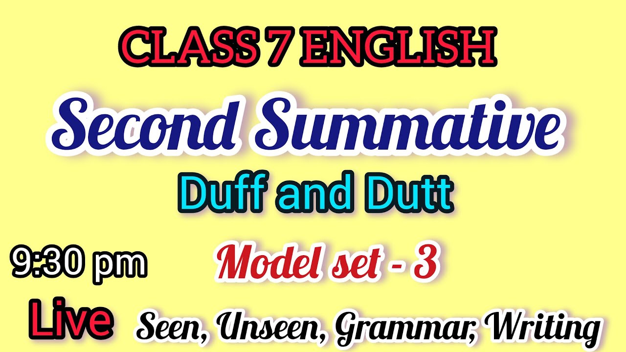 Class 7 English | Duff and Dutt | Model Set 3 | Second Summative Suggestion 2025 | WBBSE