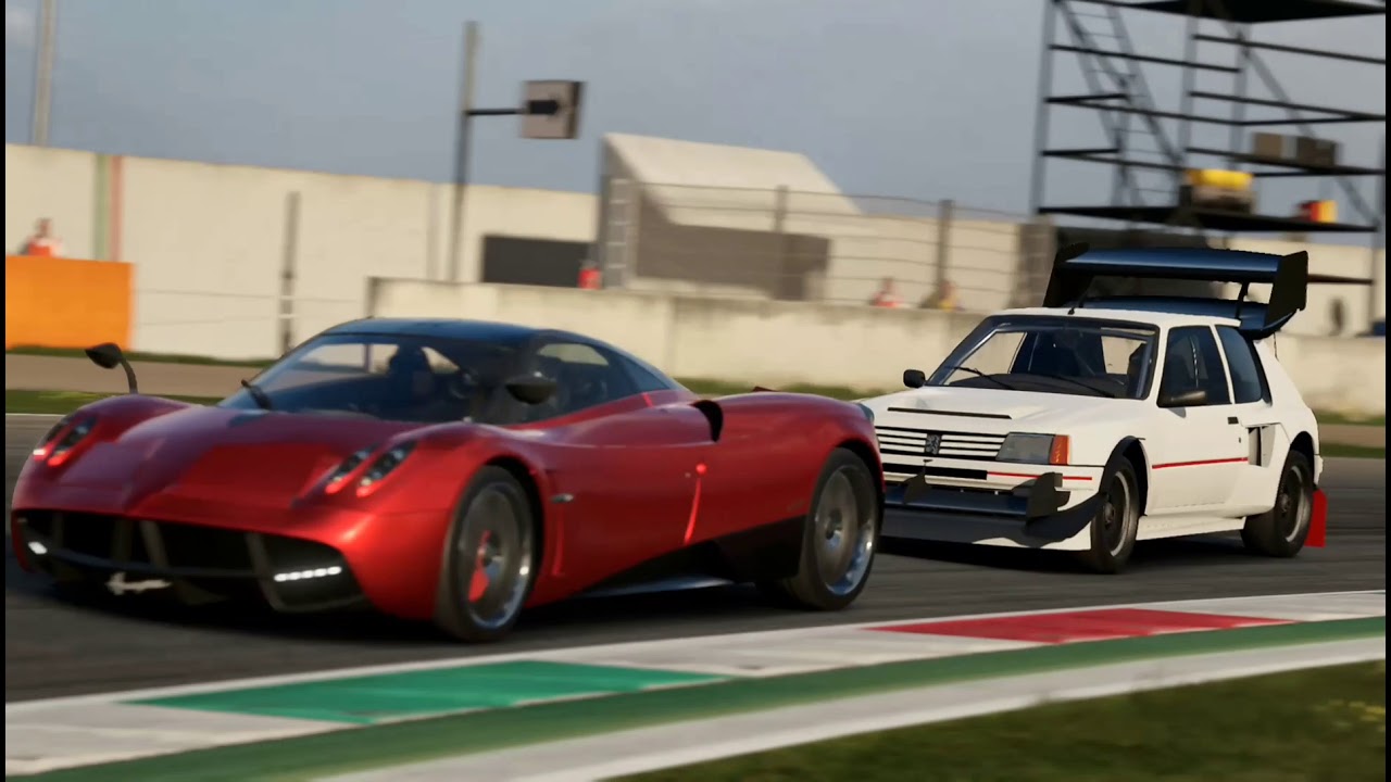 Peugeot 205 t16 time attack vs Pagani huayra | Mugello circuit