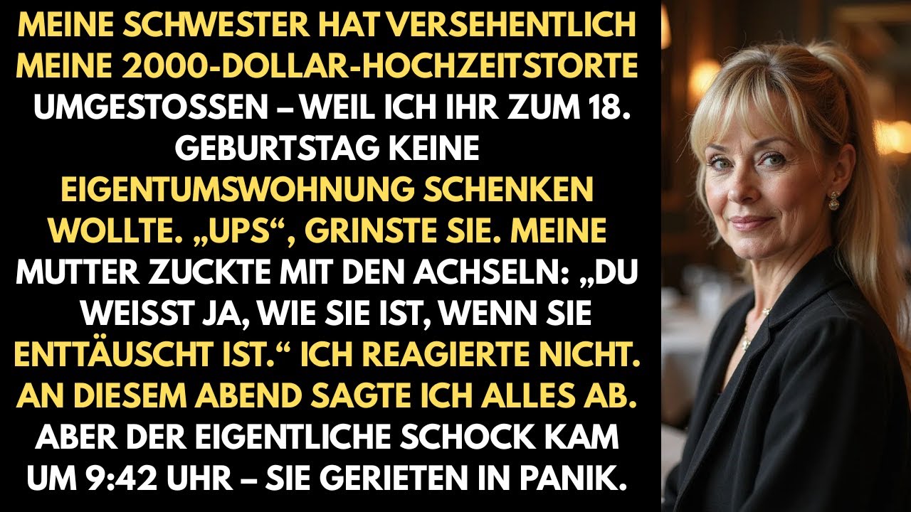 Meine Schwester hat „versehentlich“ meine 2000 Dollar teure Hochzeitstorte umgestoßen, also...