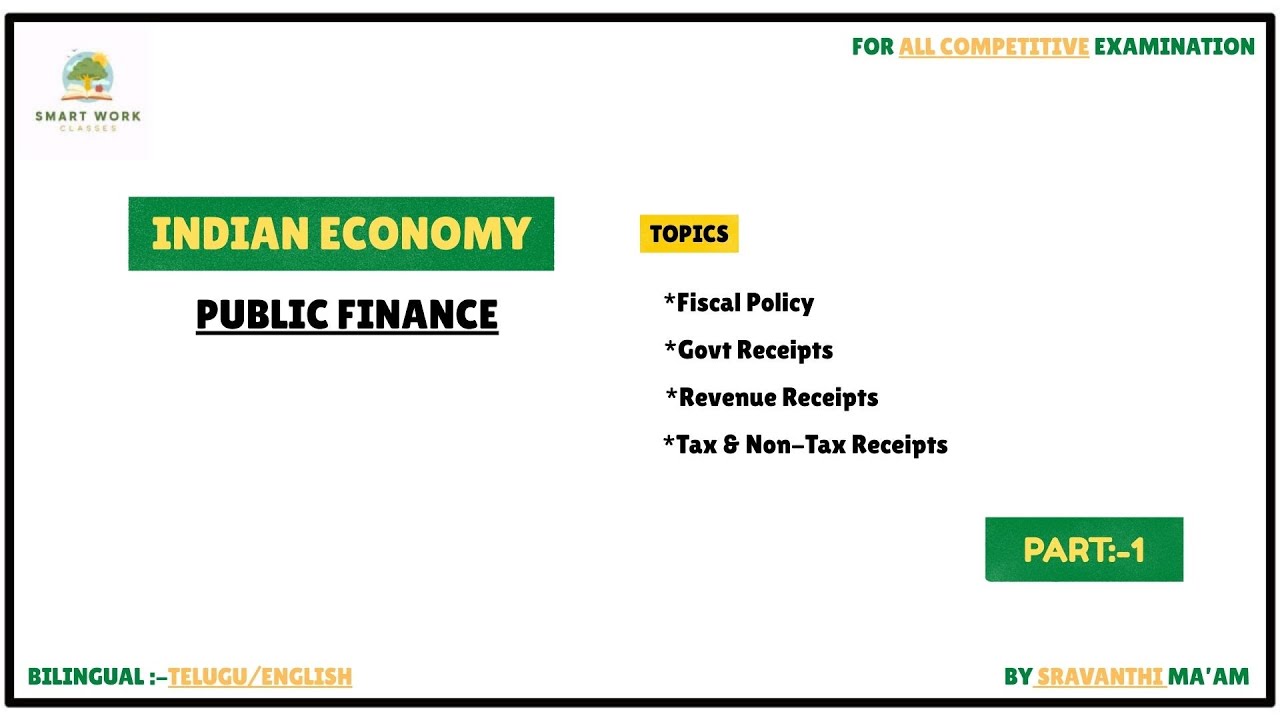 PUBLIC FINANCE Part -1 |Fiscal Policy: Objectives & Components, Revenue Receipts| INDIAN ECONOMY |